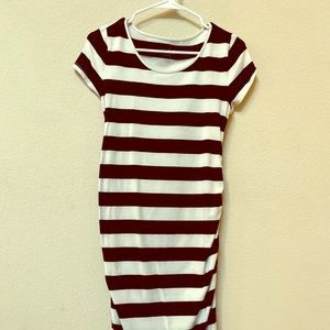 Maternity Short Sleeves Shirred T-shirt Dress